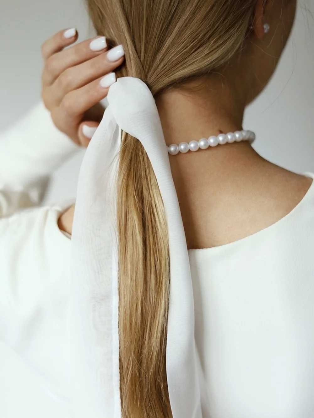 Nordstrom White Lightweight Hair Scarf Tie